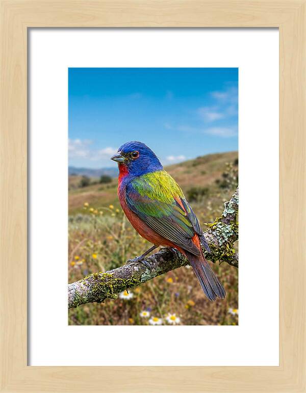 Painted Bunting In Vivid Colors