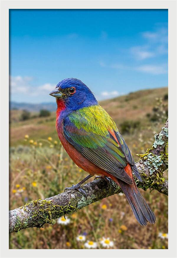 Painted Bunting In Vivid Colors