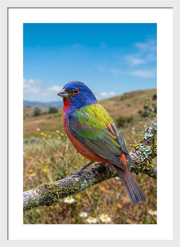 Painted Bunting In Vivid Colors