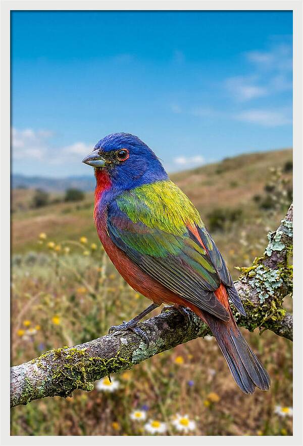 Painted Bunting In Vivid Colors