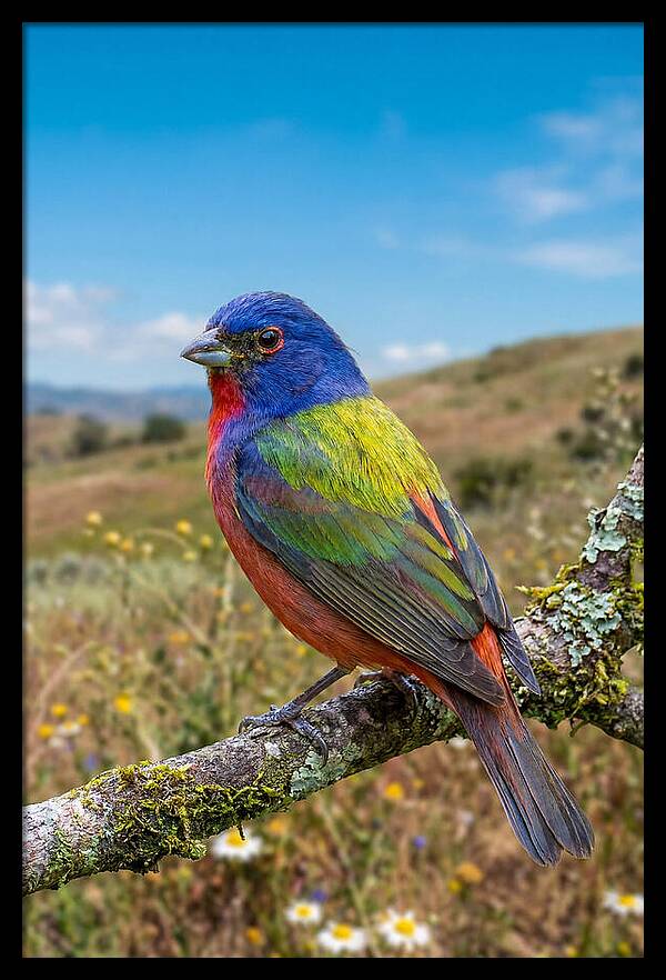 Painted Bunting In Vivid Colors