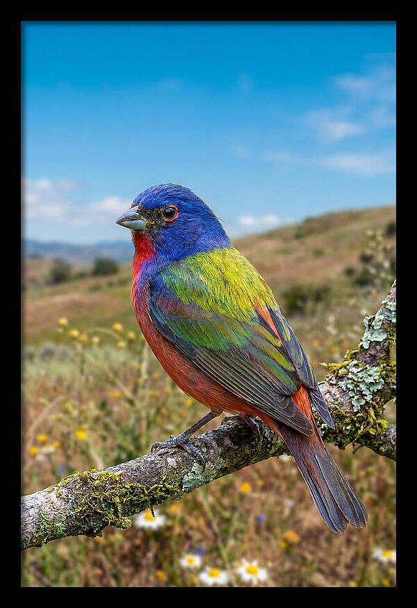 Painted Bunting In Vivid Colors