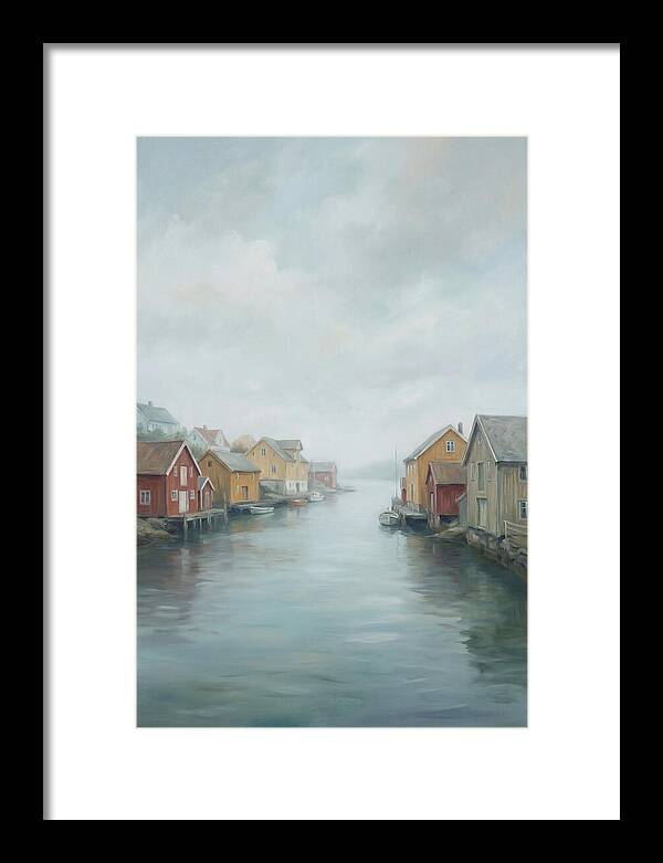 Painted Timber Houses Along Narrow Harbor