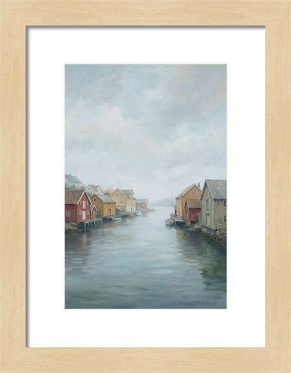 Painted Timber Houses Along Narrow Harbor