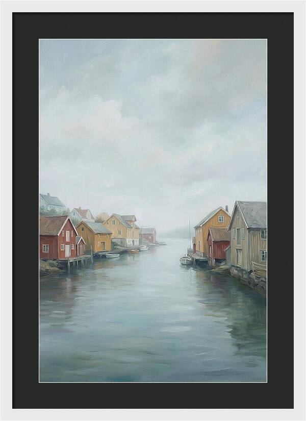 Painted Timber Houses Along Narrow Harbor