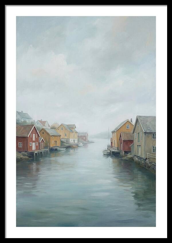 Painted Timber Houses Along Narrow Harbor