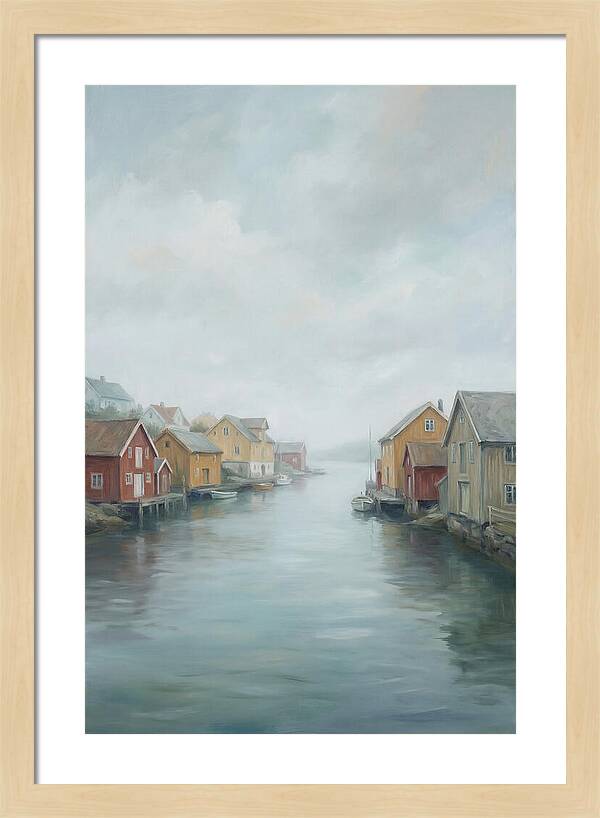 Painted Timber Houses Along Narrow Harbor