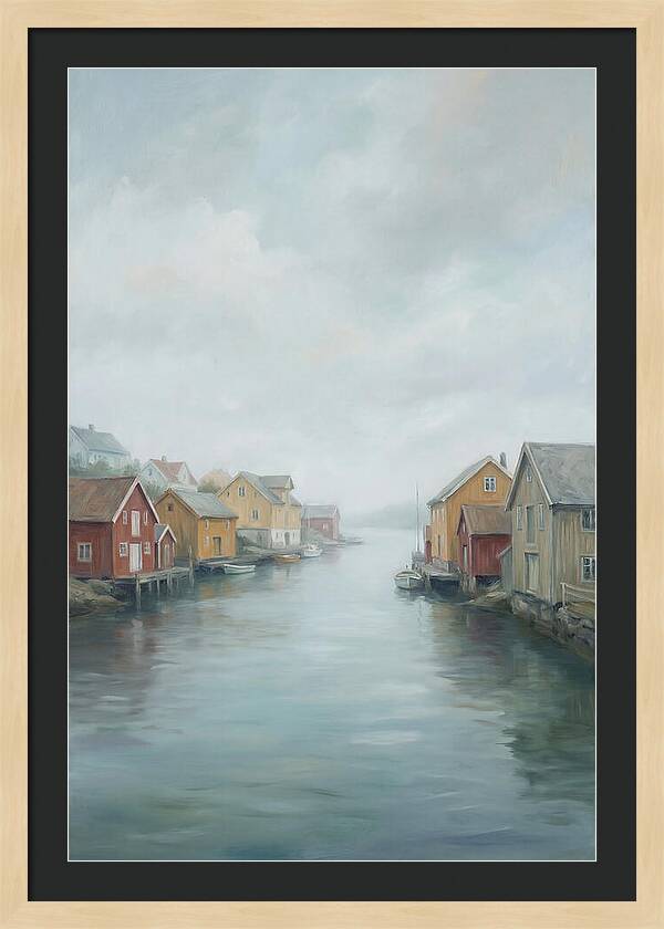 Painted Timber Houses Along Narrow Harbor
