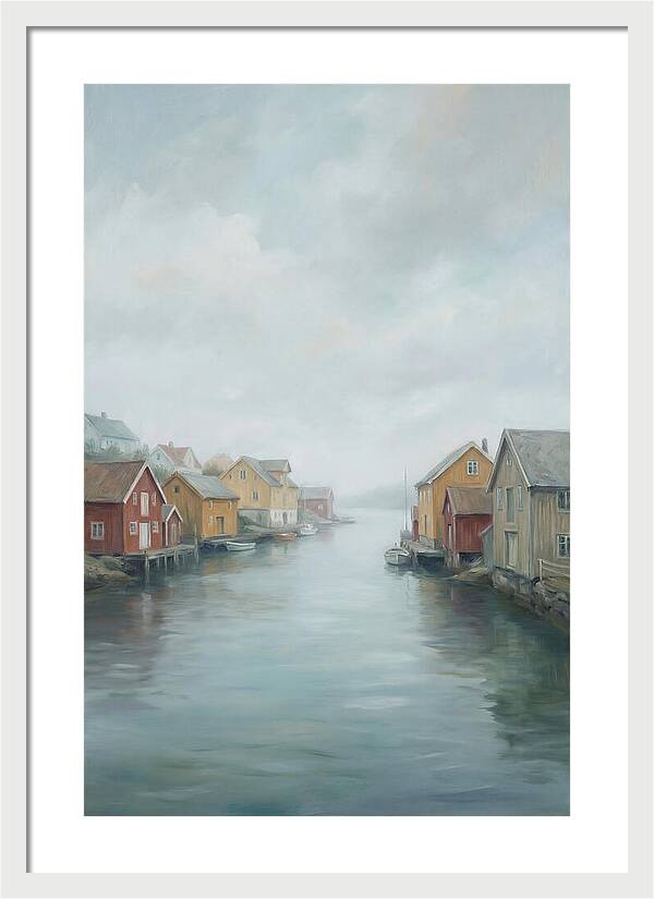 Painted Timber Houses Along Narrow Harbor