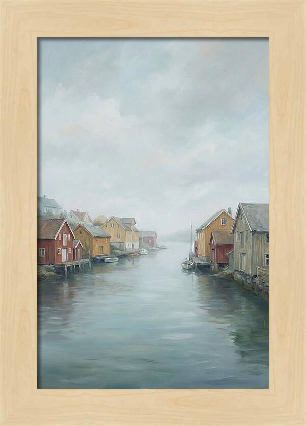 Painted Timber Houses Along Narrow Harbor