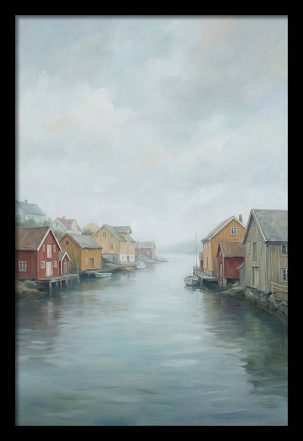 Painted Timber Houses Along Narrow Harbor