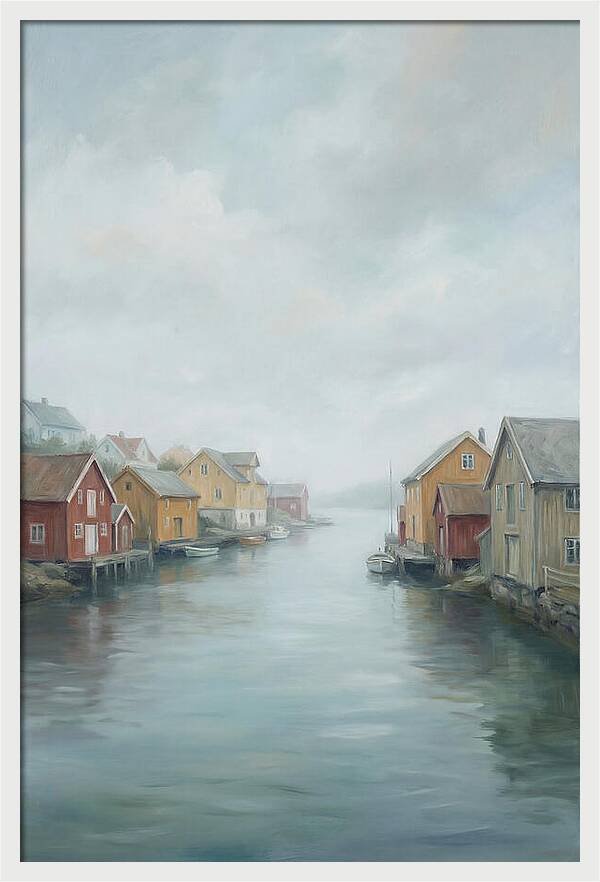 Painted Timber Houses Along Narrow Harbor