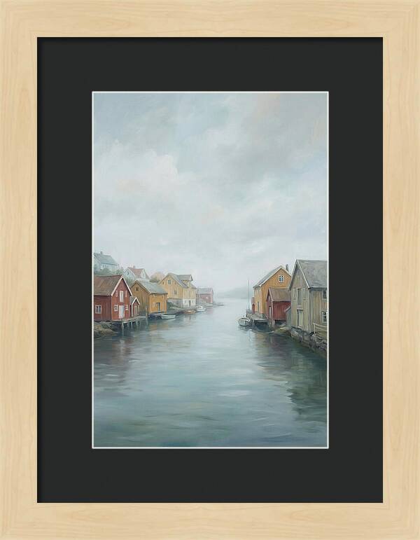 Painted Timber Houses Along Narrow Harbor