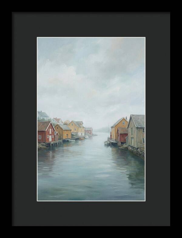 Painted Timber Houses Along Narrow Harbor