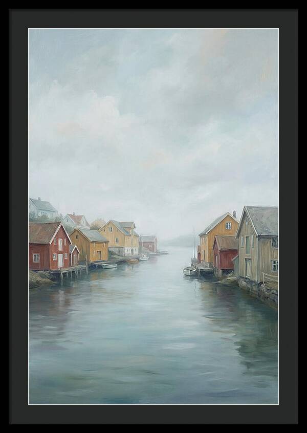 Painted Timber Houses Along Narrow Harbor