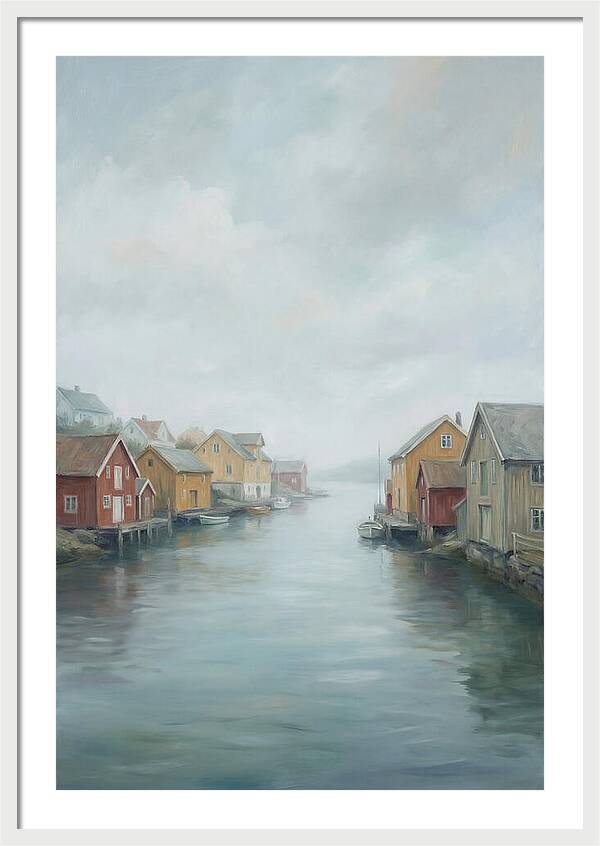 Painted Timber Houses Along Narrow Harbor