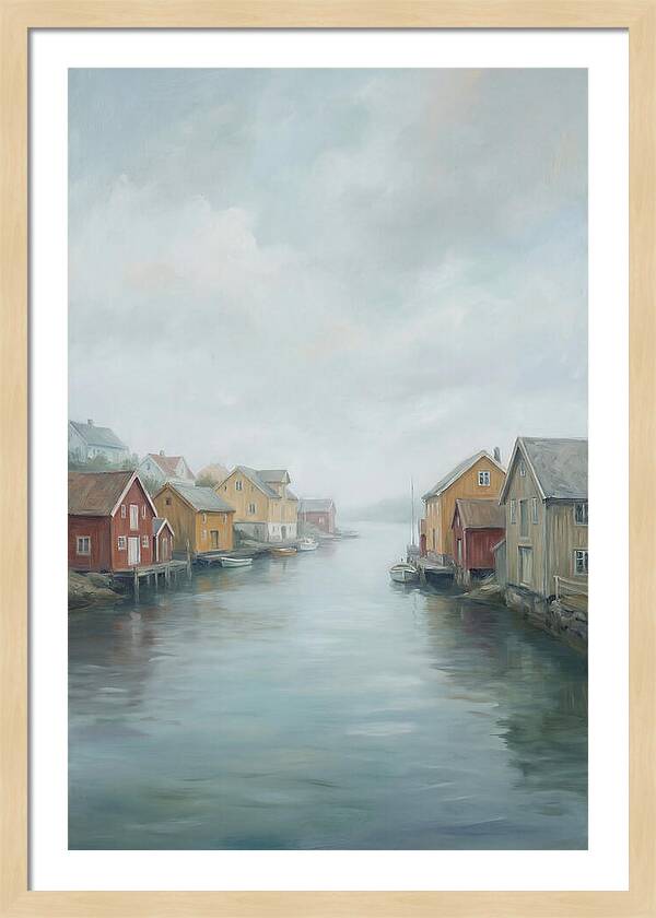 Painted Timber Houses Along Narrow Harbor