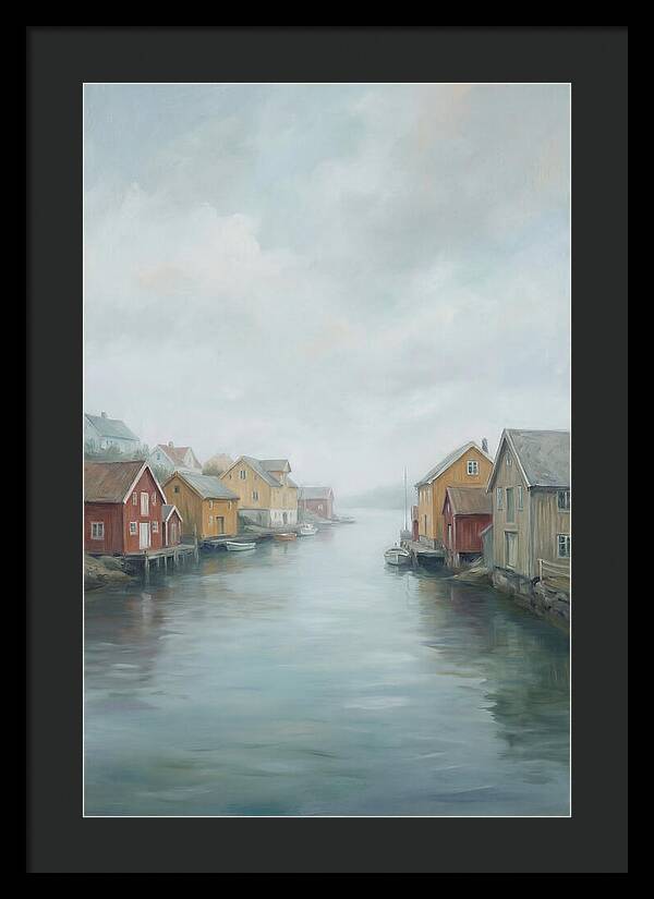 Painted Timber Houses Along Narrow Harbor