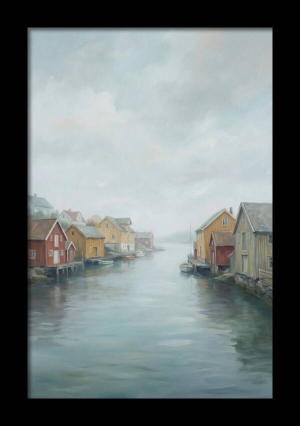 Painted Timber Houses Along Narrow Harbor