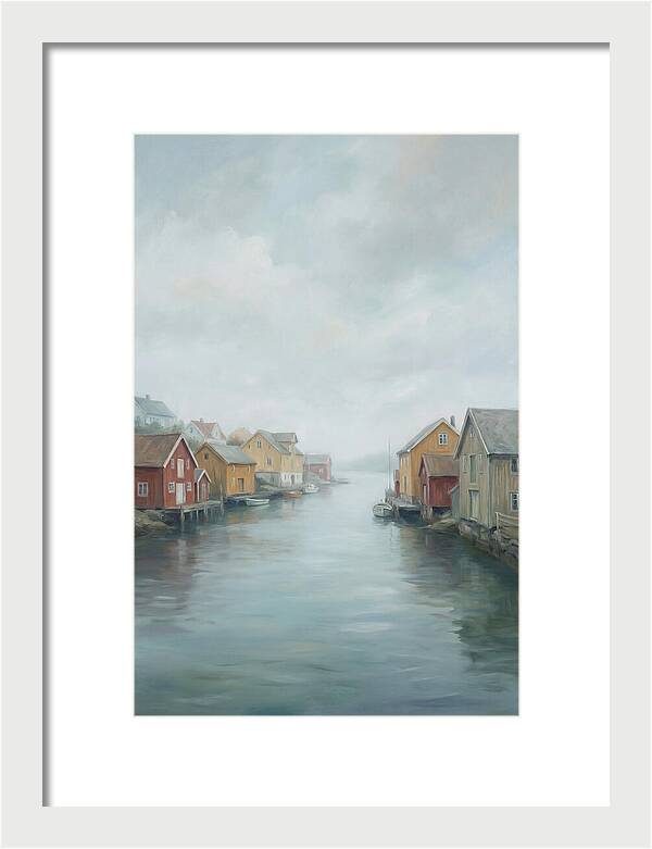 Painted Timber Houses Along Narrow Harbor
