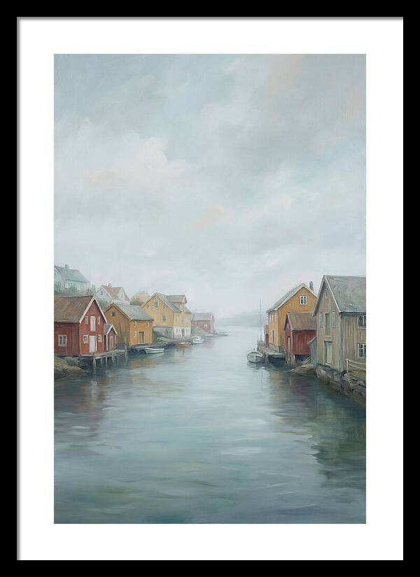 Painted Timber Houses Along Narrow Harbor