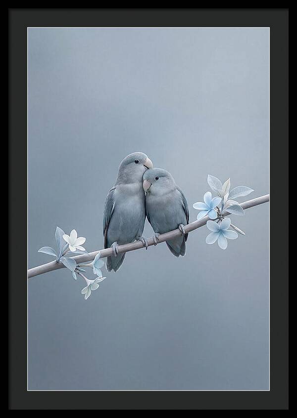 Pair Of Lovebirds Embracing