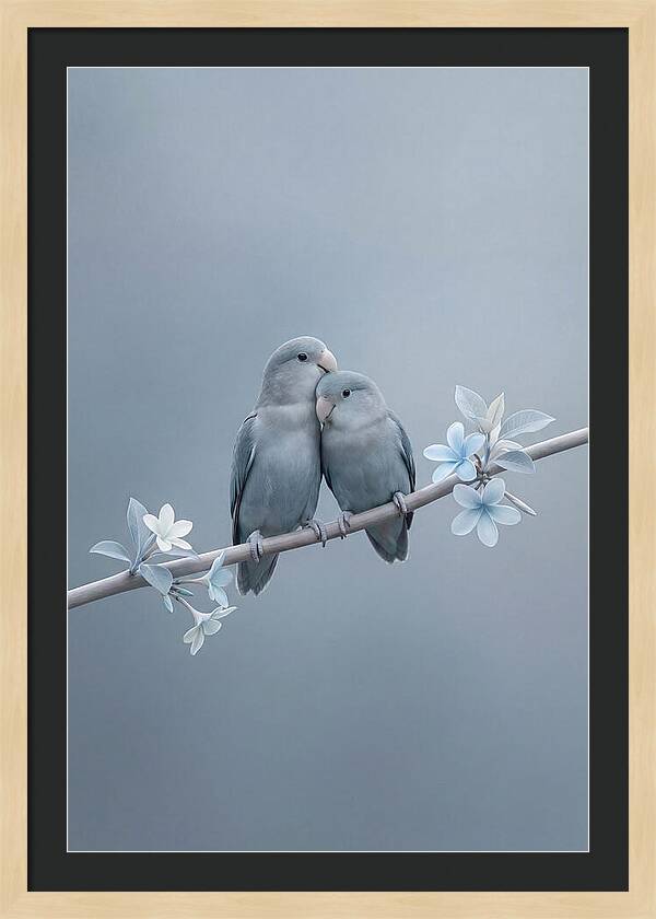 Pair Of Lovebirds Embracing