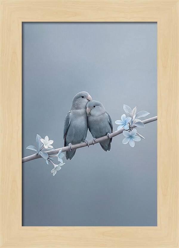 Pair Of Lovebirds Embracing