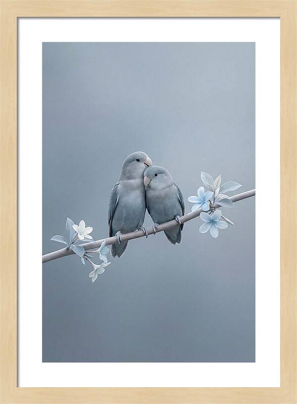 Pair Of Lovebirds Embracing
