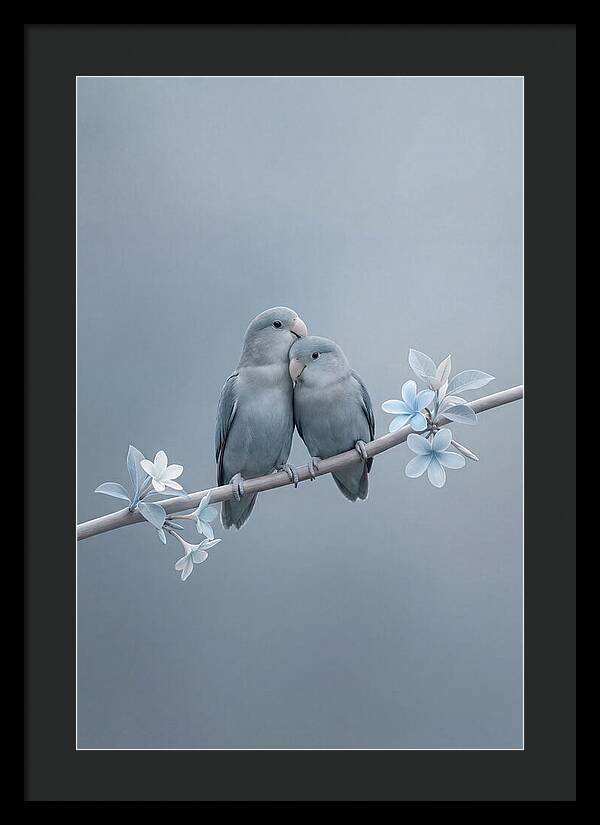 Pair Of Lovebirds Embracing