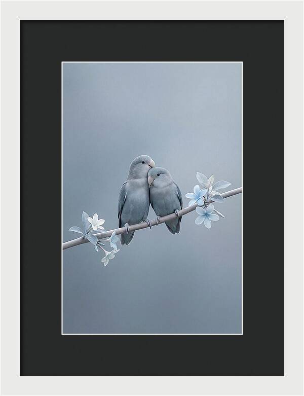 Pair Of Lovebirds Embracing