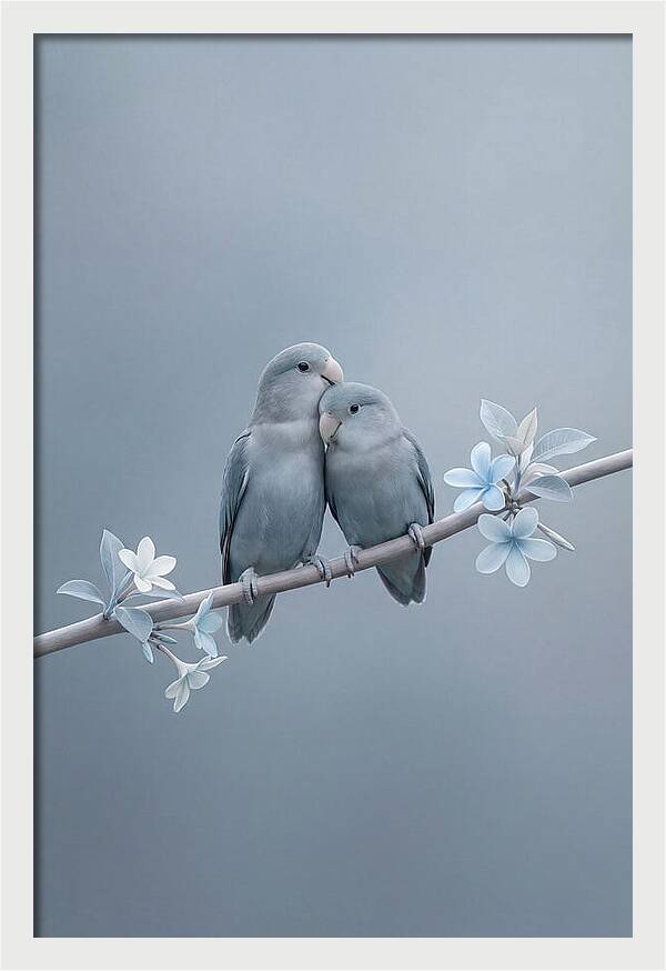 Pair Of Lovebirds Embracing