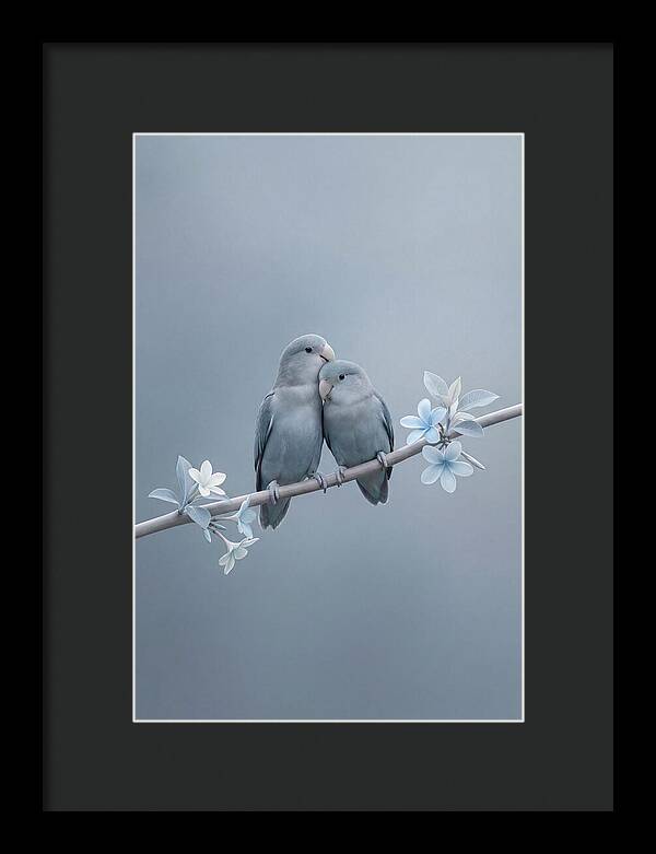 Pair Of Lovebirds Embracing