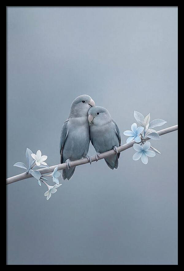 Pair Of Lovebirds Embracing