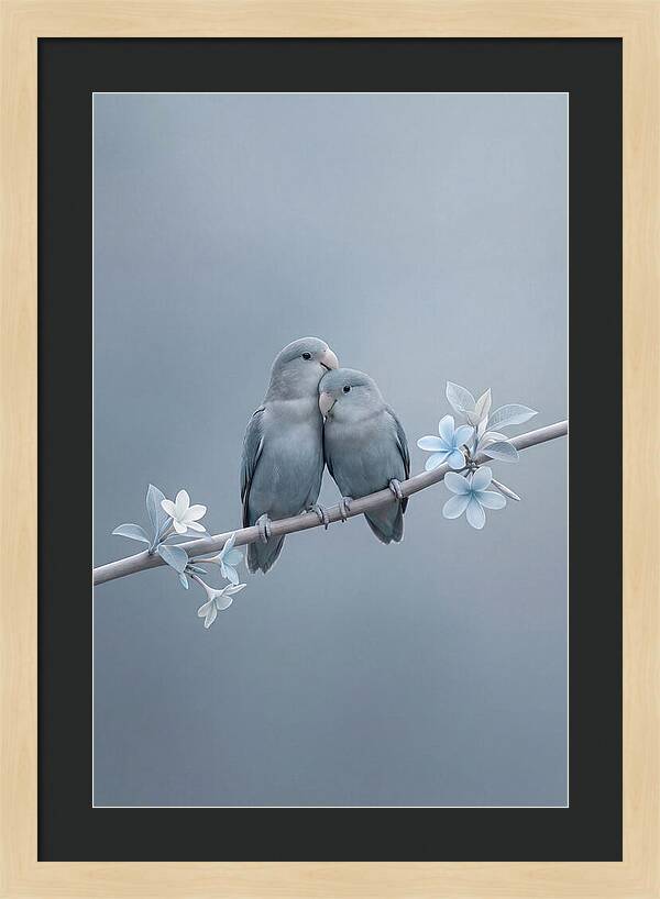 Pair Of Lovebirds Embracing
