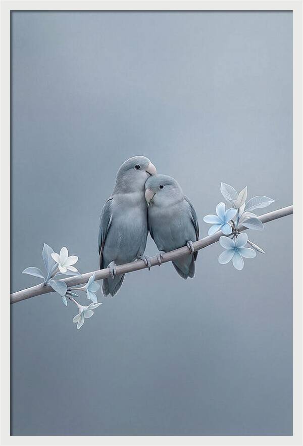 Pair Of Lovebirds Embracing