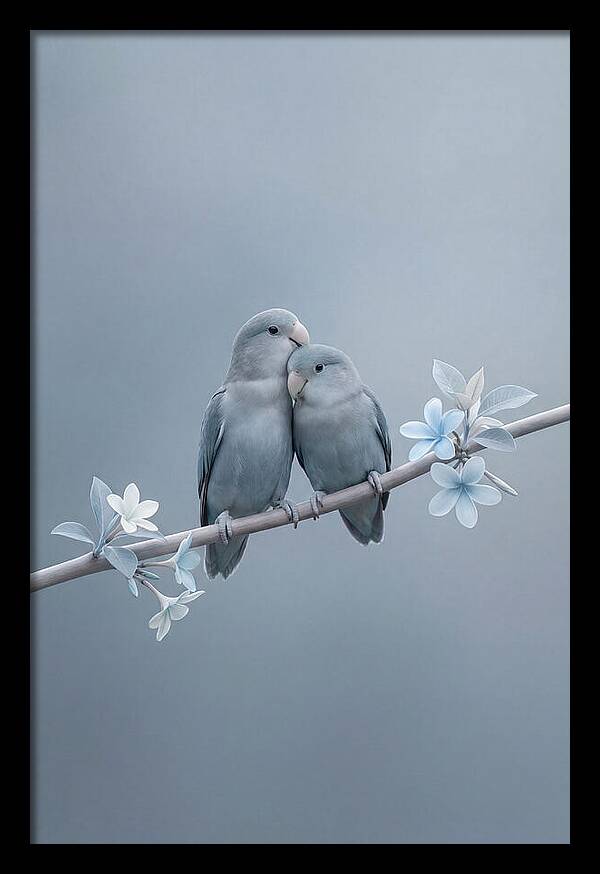 Pair Of Lovebirds Embracing