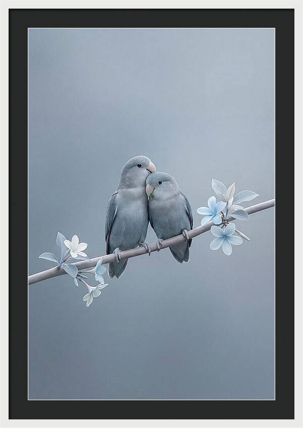 Pair Of Lovebirds Embracing