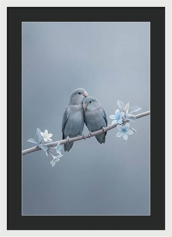 Pair Of Lovebirds Embracing