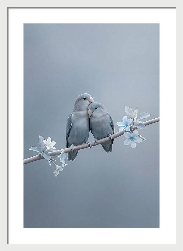Pair Of Lovebirds Embracing