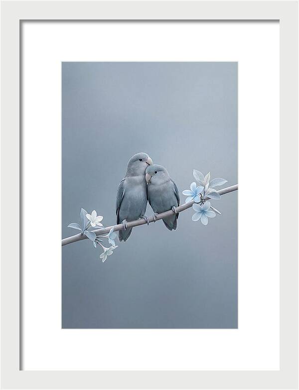 Pair Of Lovebirds Embracing