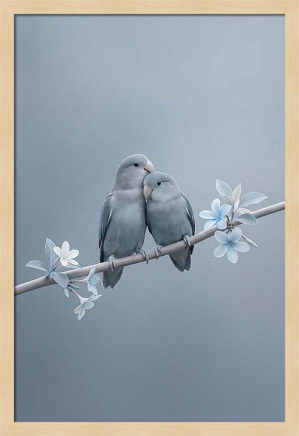 Pair Of Lovebirds Embracing