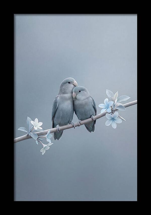 Pair Of Lovebirds Embracing