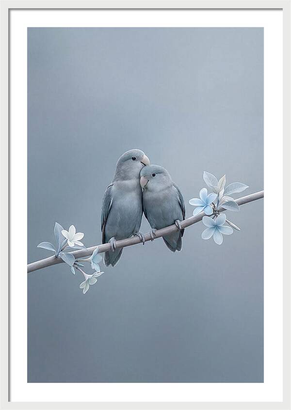 Pair Of Lovebirds Embracing