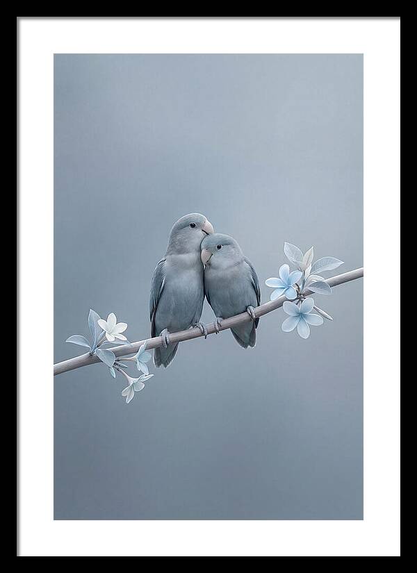 Pair Of Lovebirds Embracing