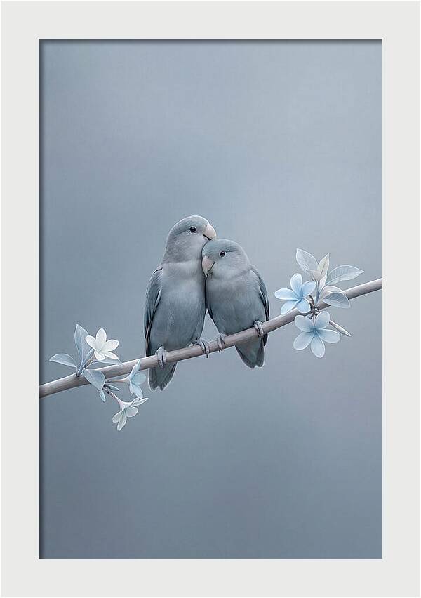 Pair Of Lovebirds Embracing