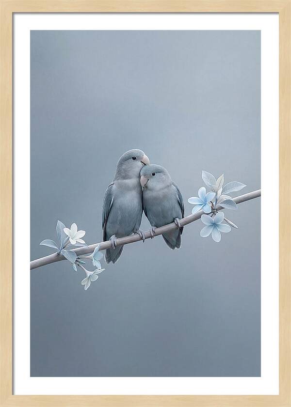 Pair Of Lovebirds Embracing