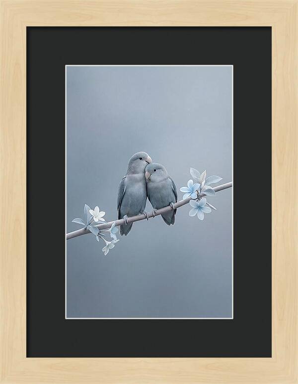 Pair Of Lovebirds Embracing