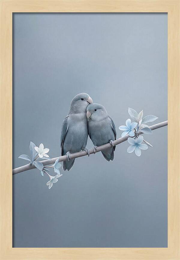Pair Of Lovebirds Embracing