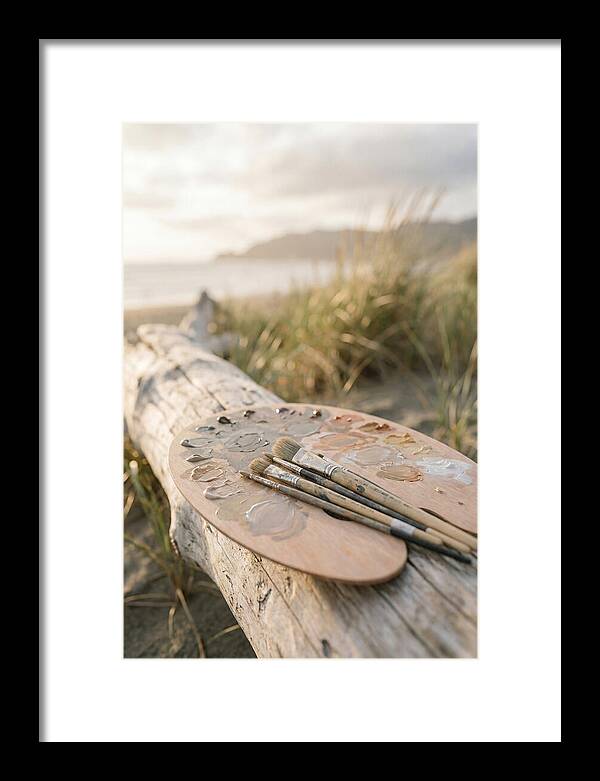 Palette And Brushes By The Shore